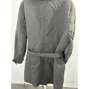 Merona Womens Quilted Trench Coat Gray Double‎ Breasted Belted Jacket Plus 24W